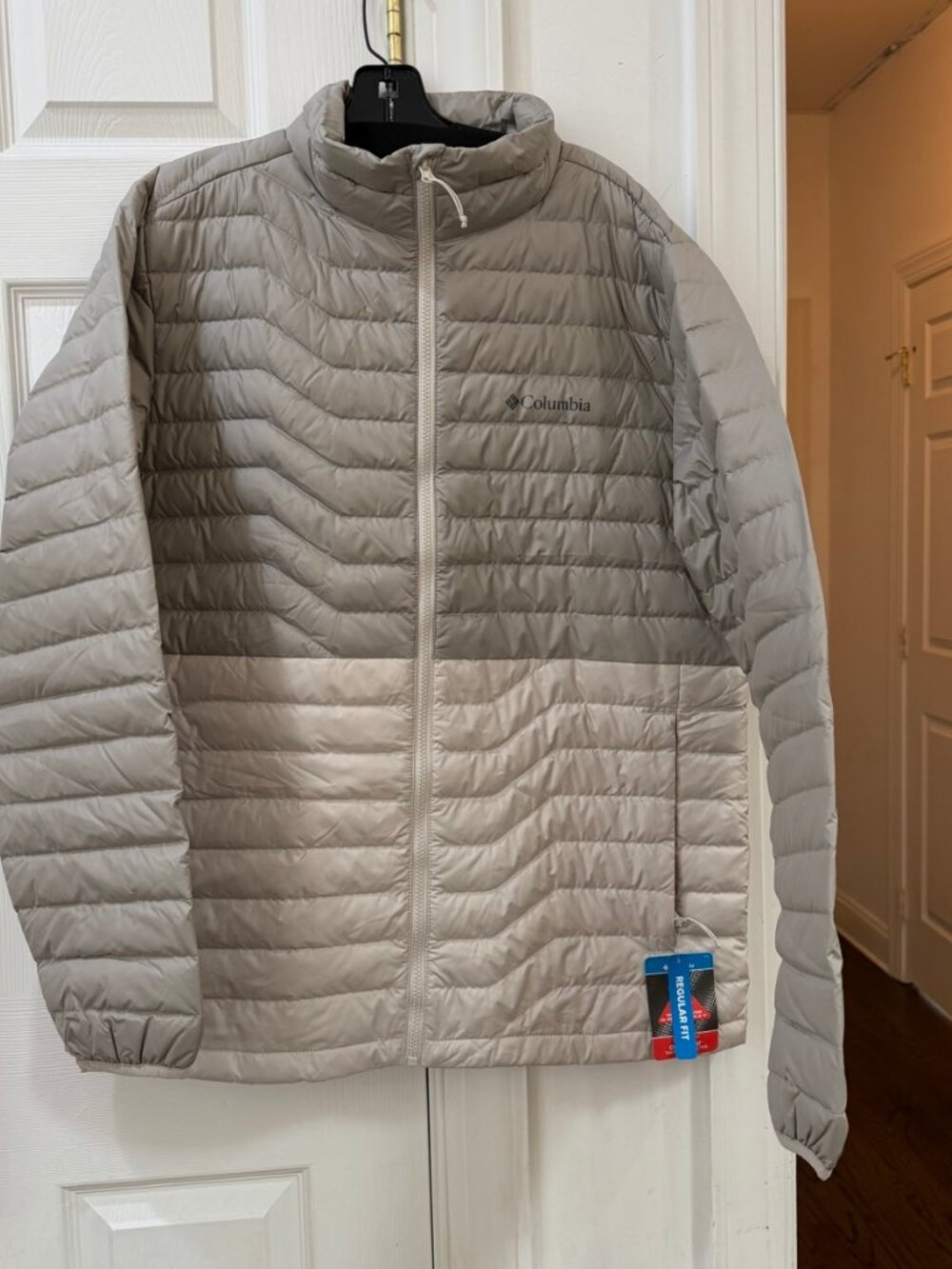 Columbia Men's Woodrose Crest Packable Down Jacket Gray Colorblock NWT - Size L